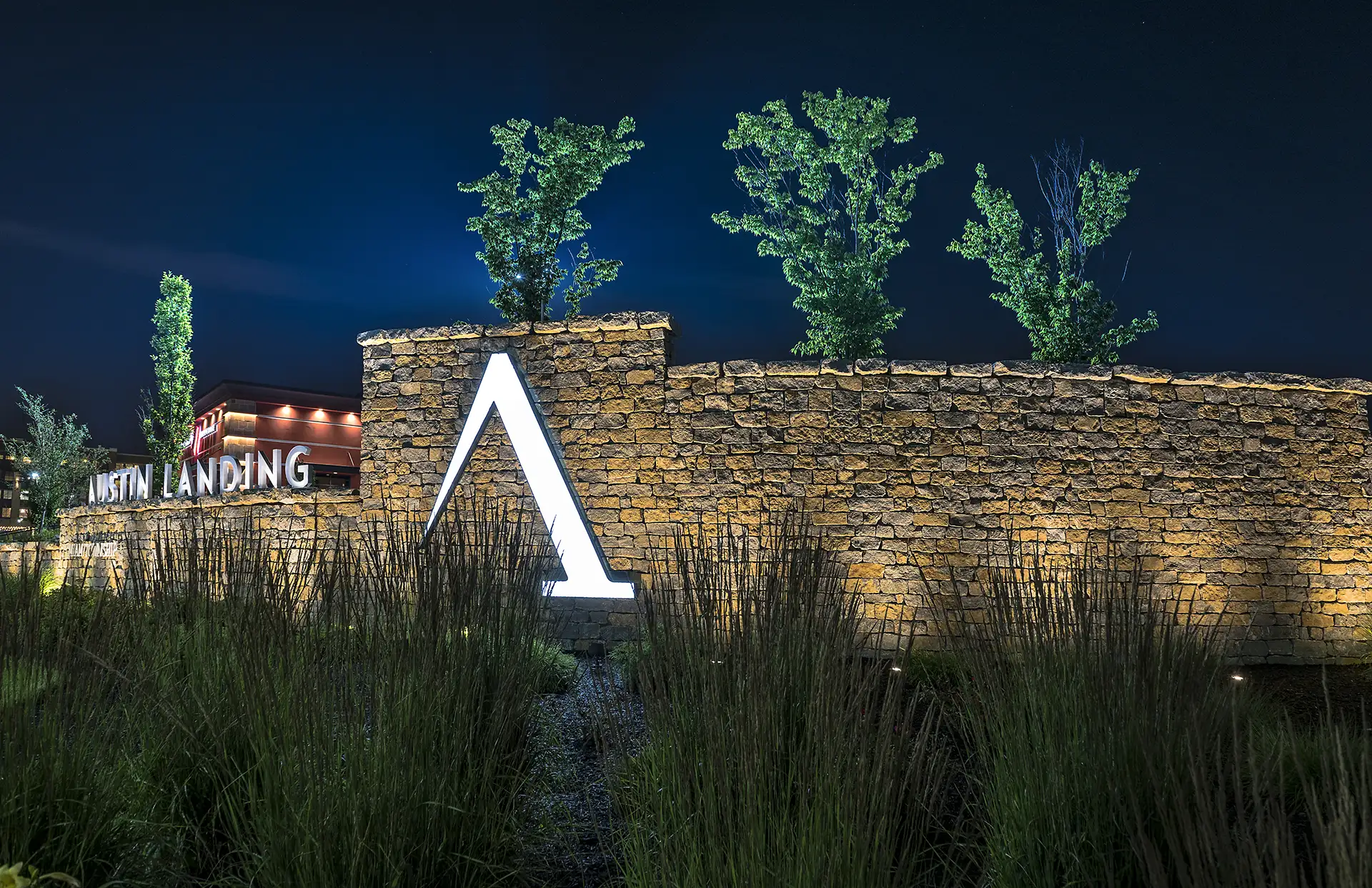 The Park at Austin Landing image 4 wall signage commercial outdoor lighting Lighthouse Design Studio Miamisburg OH