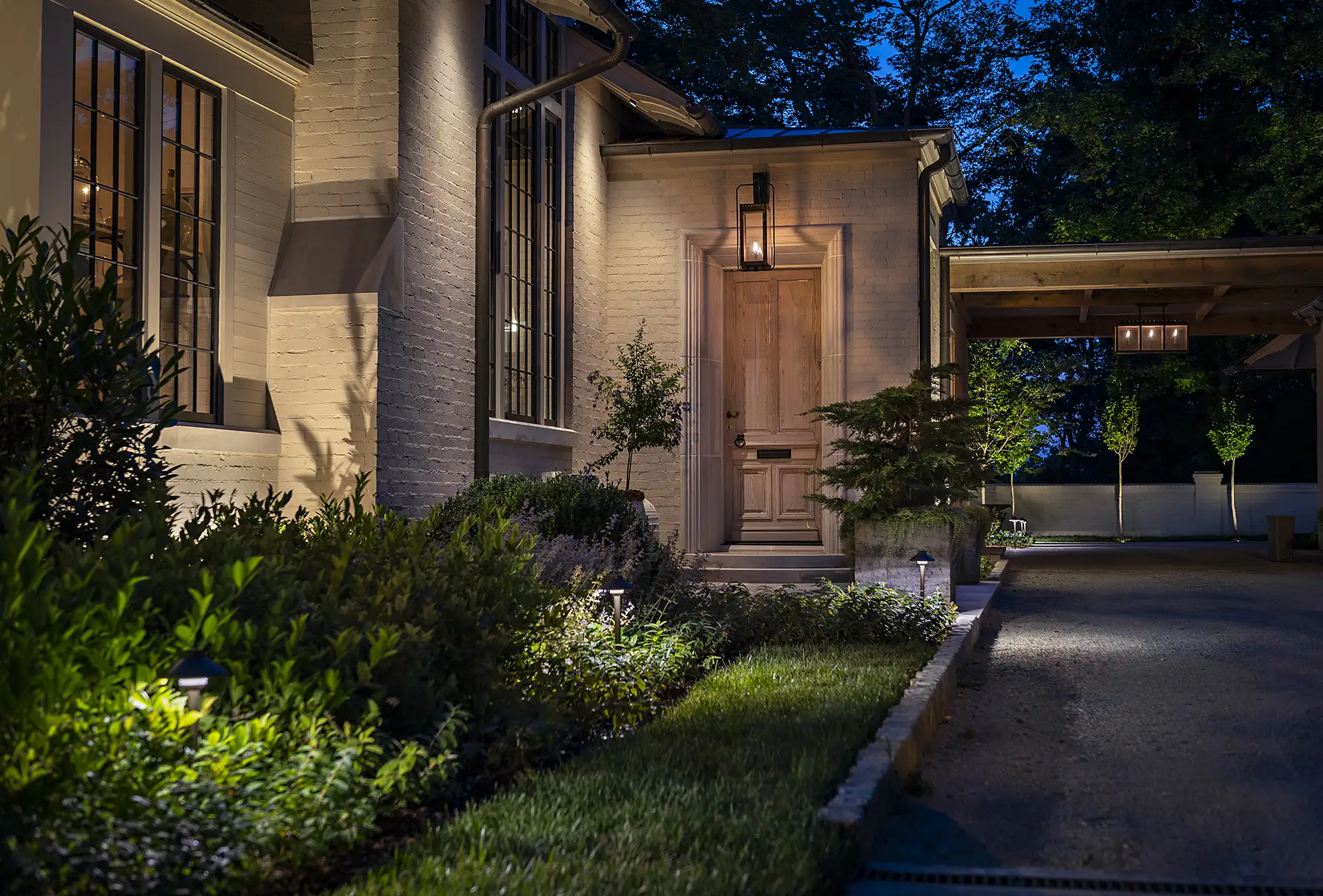 Rains residence image 4 front door entrance Lighthouse Outdoor Lighting and Audio Nashville, TN