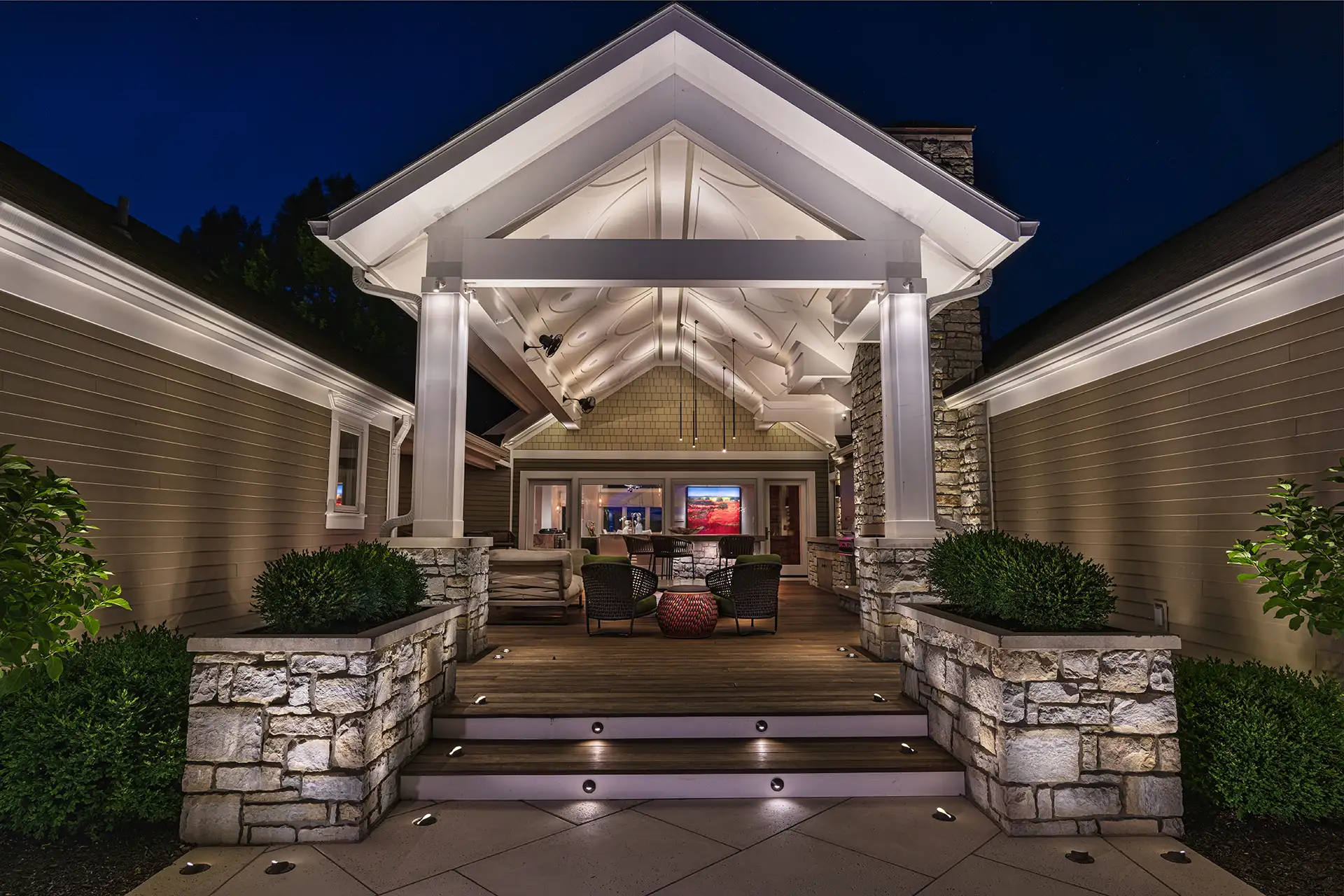 Victory Lane image 19 second porch outdoor living area Lighthouse Outdoor Lighting and Audio OH Columbus Cincinnati Dayton
