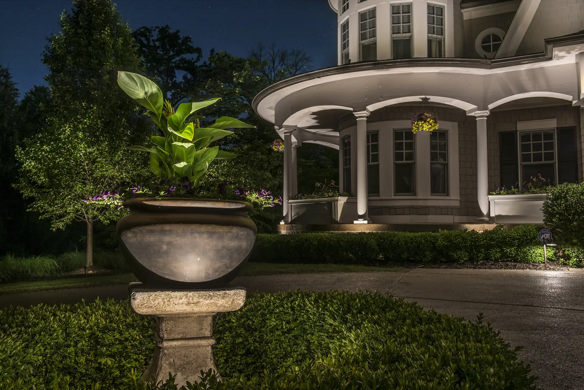 Weinberger residence image 1 urn and driveway lights Lighthouse Outdoor Lighting and Audio Indianapolis, IN