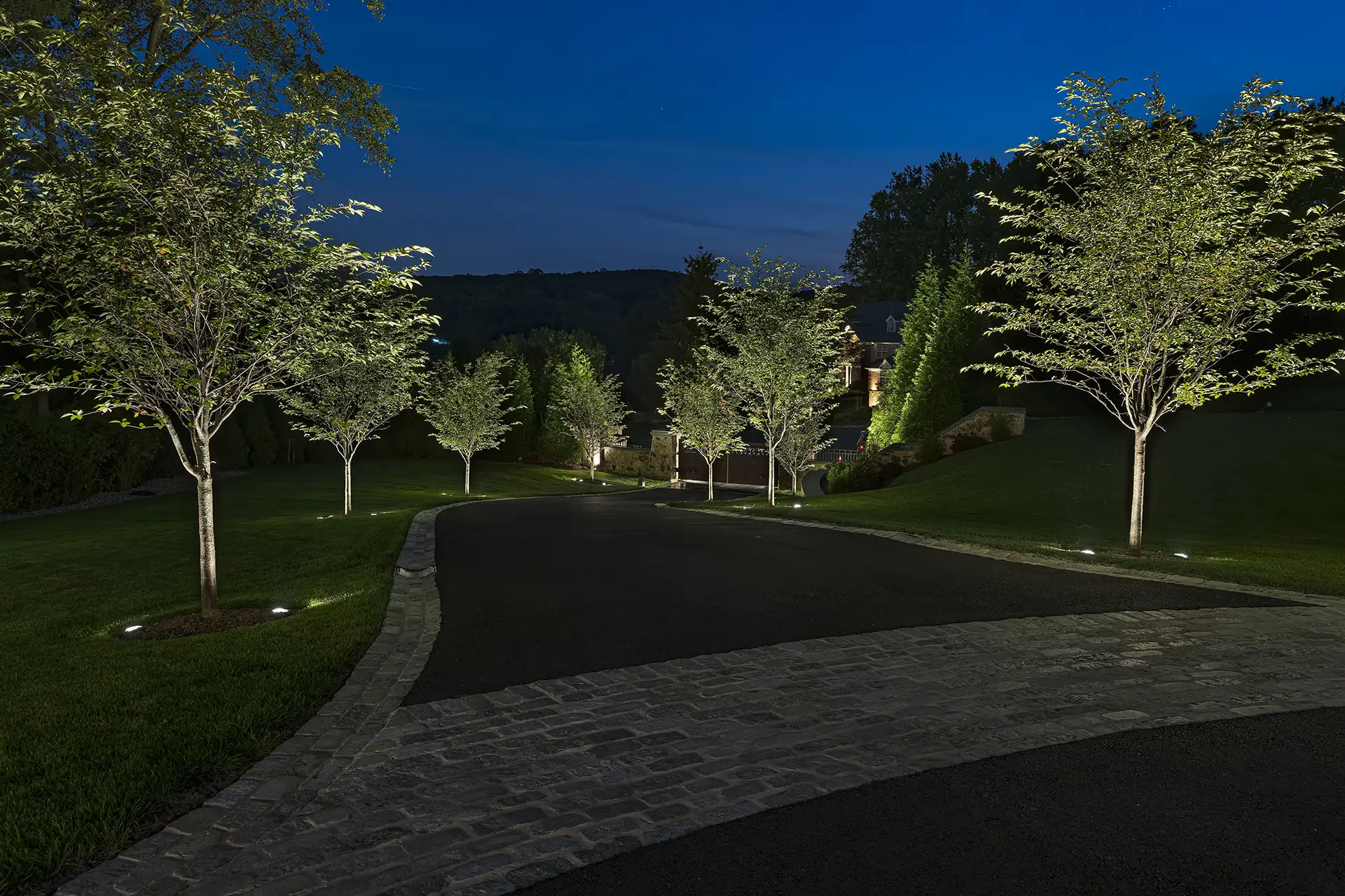 Blair residence image 12 front of house driveway Lighthouse Outdoor Lighting and Audio Northern New Jersey