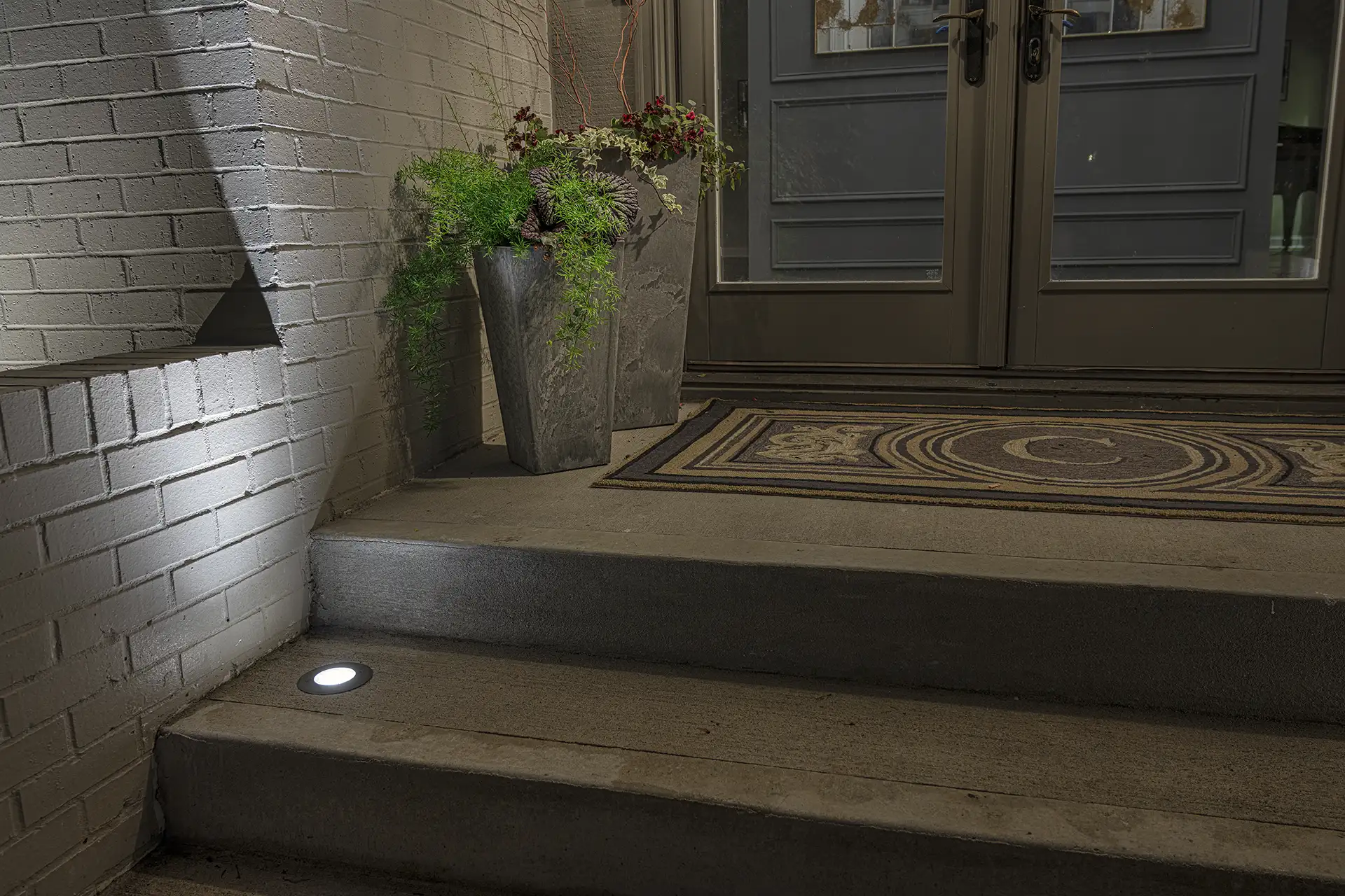 Campbell residence image 5 can lighting in steps Lighthouse Outdoor Lighting and Audio Northern Virginia Washington DC
