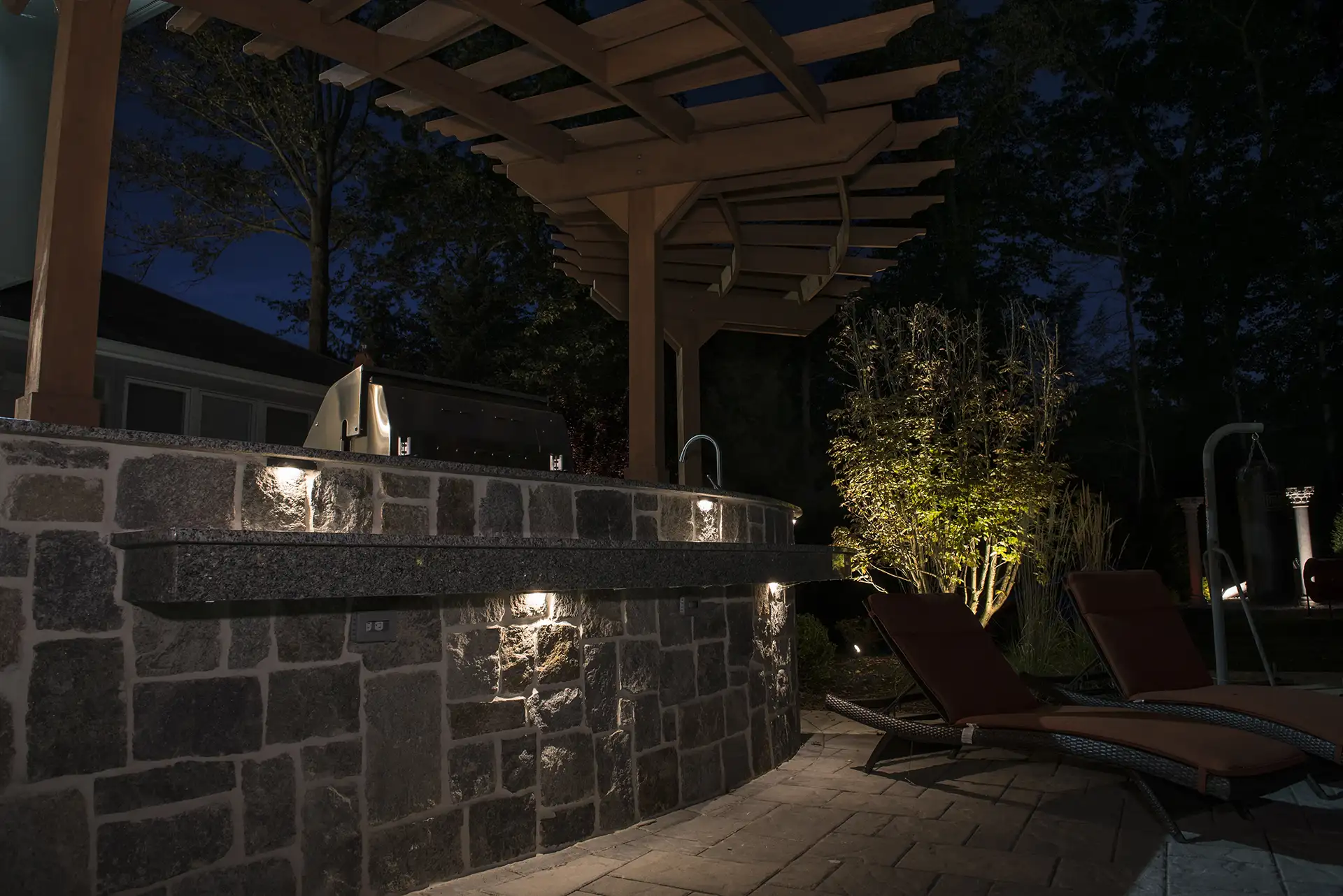 Corradino residence image 8 outdoor kitchen grill Lighthouse Outdoor Lighting and Audio Northern New Jersey