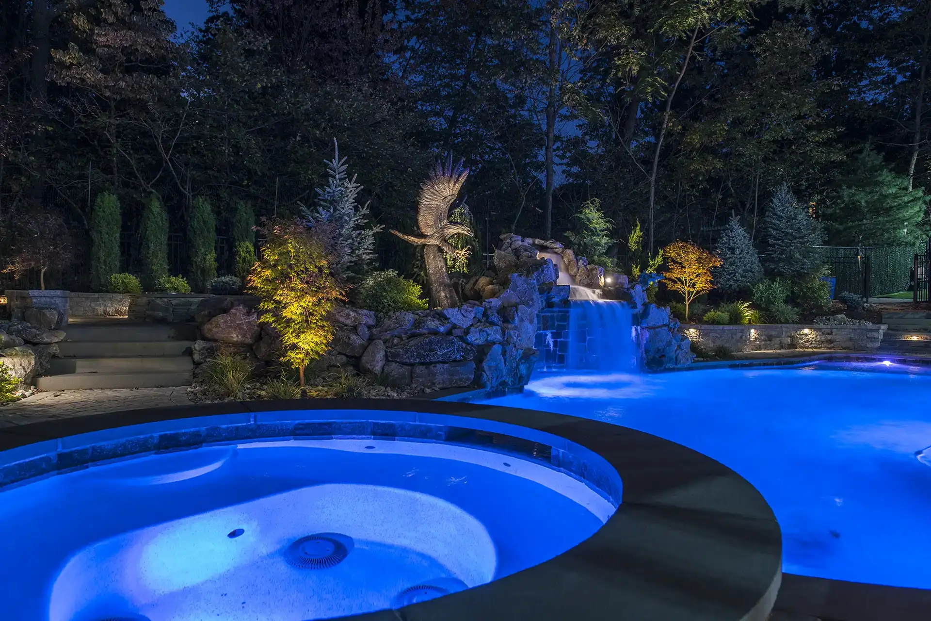 Corradino residence image 5 pool statuary Lighthouse Outdoor Lighting and Audio Northern New Jersey