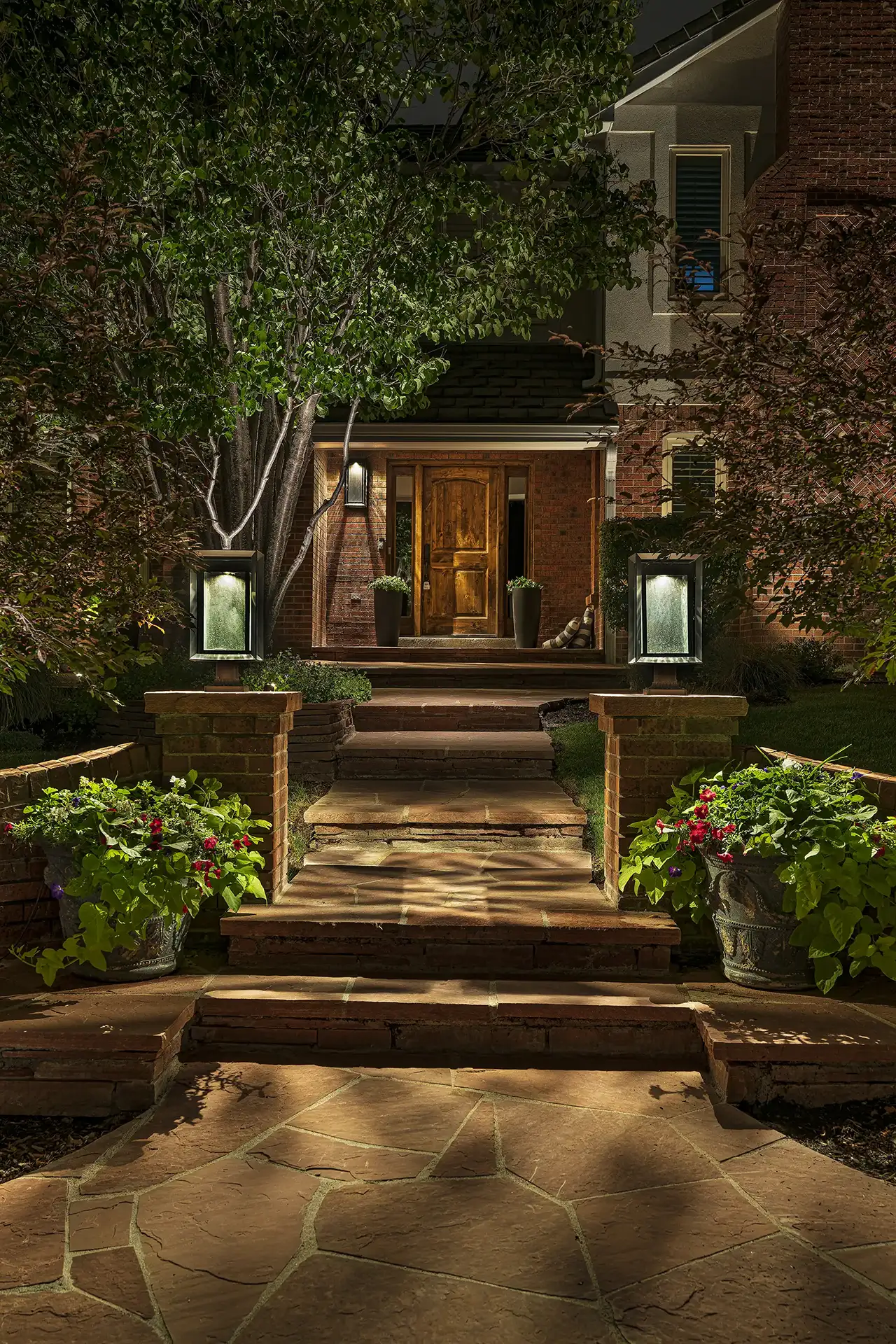 Durham St image 5 front walkway path Lighthouse Outdoor Lighting and Audio Denver CO