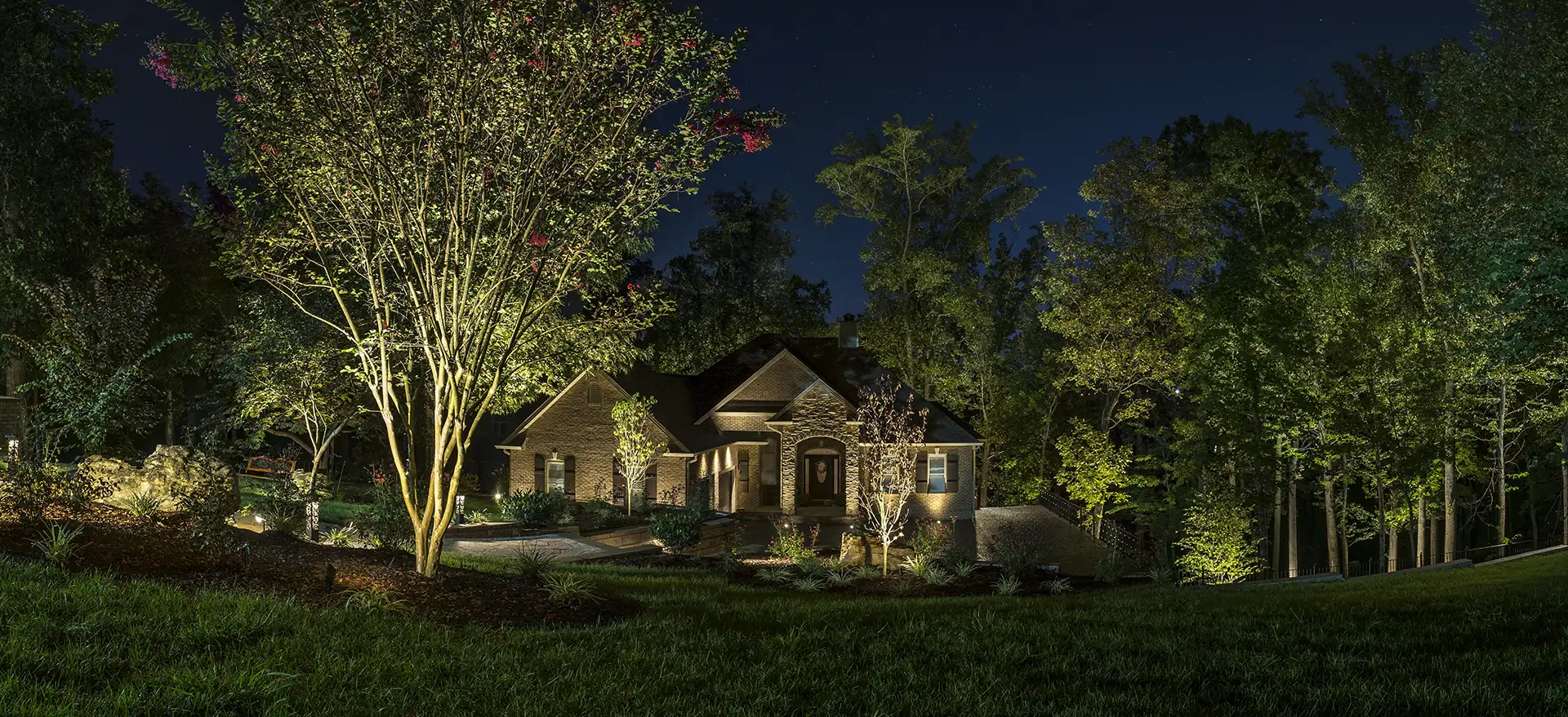 Farmer residence image 2 front view Lighthouse Outdoor Lighting and Audio Knoxville TN