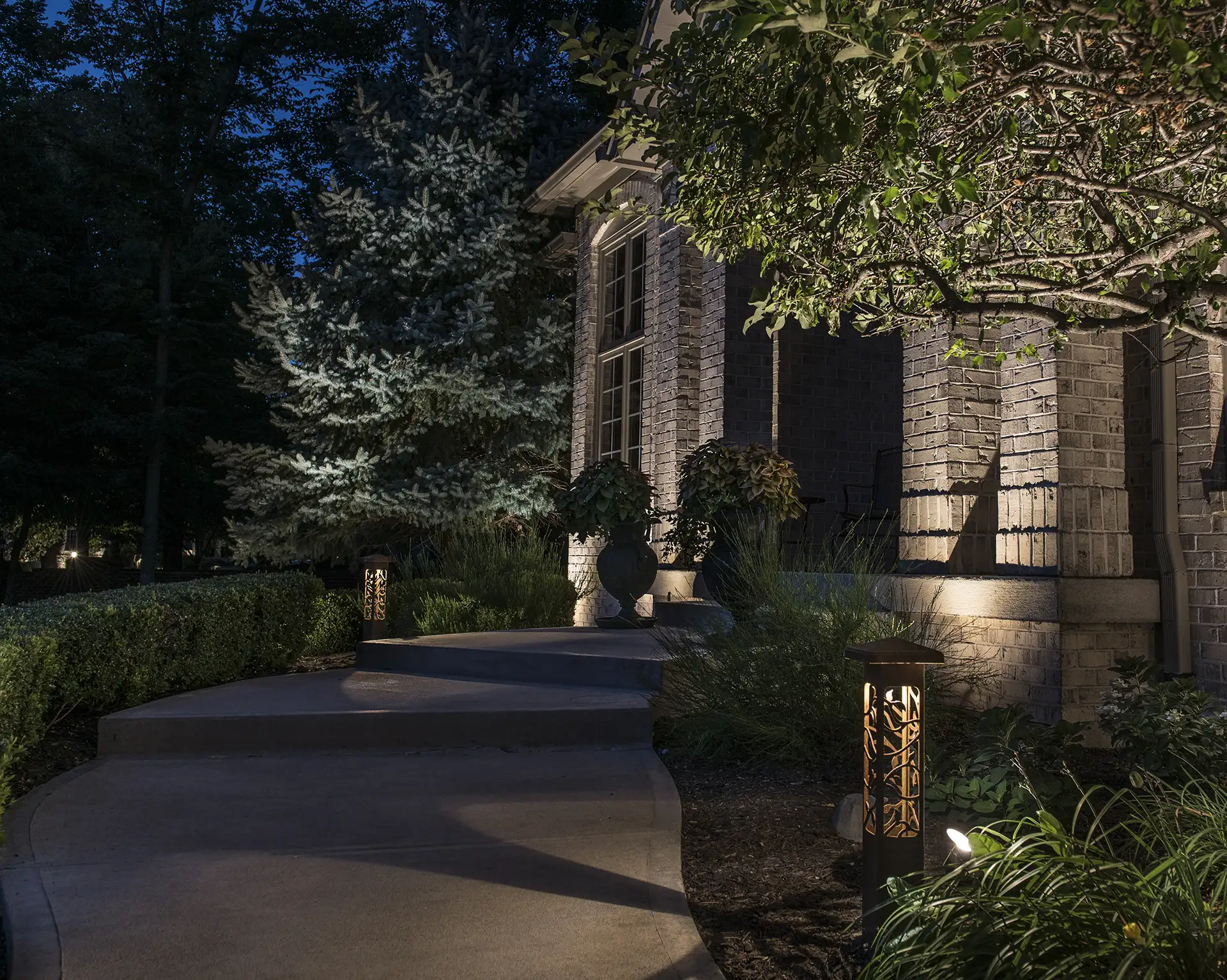 Fuson residence image 8 front entry path walkway Lighthouse Outdoor Lighting and Audio Delaware