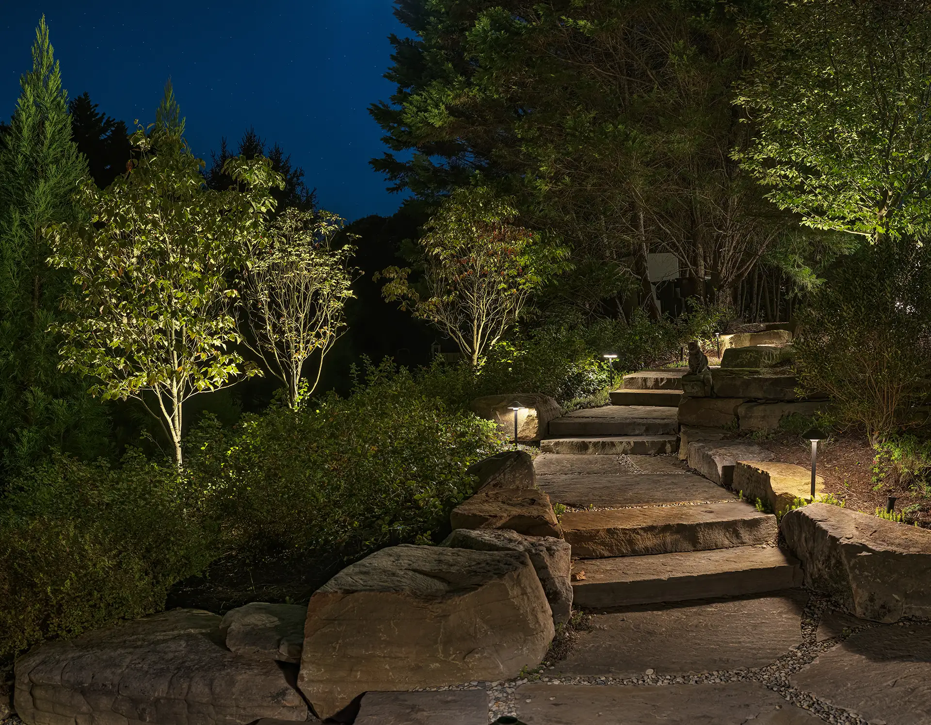 Killarney Rd image 5 stone steps path Lighthouse Outdoor Lighting and Audio Knoxville TN
