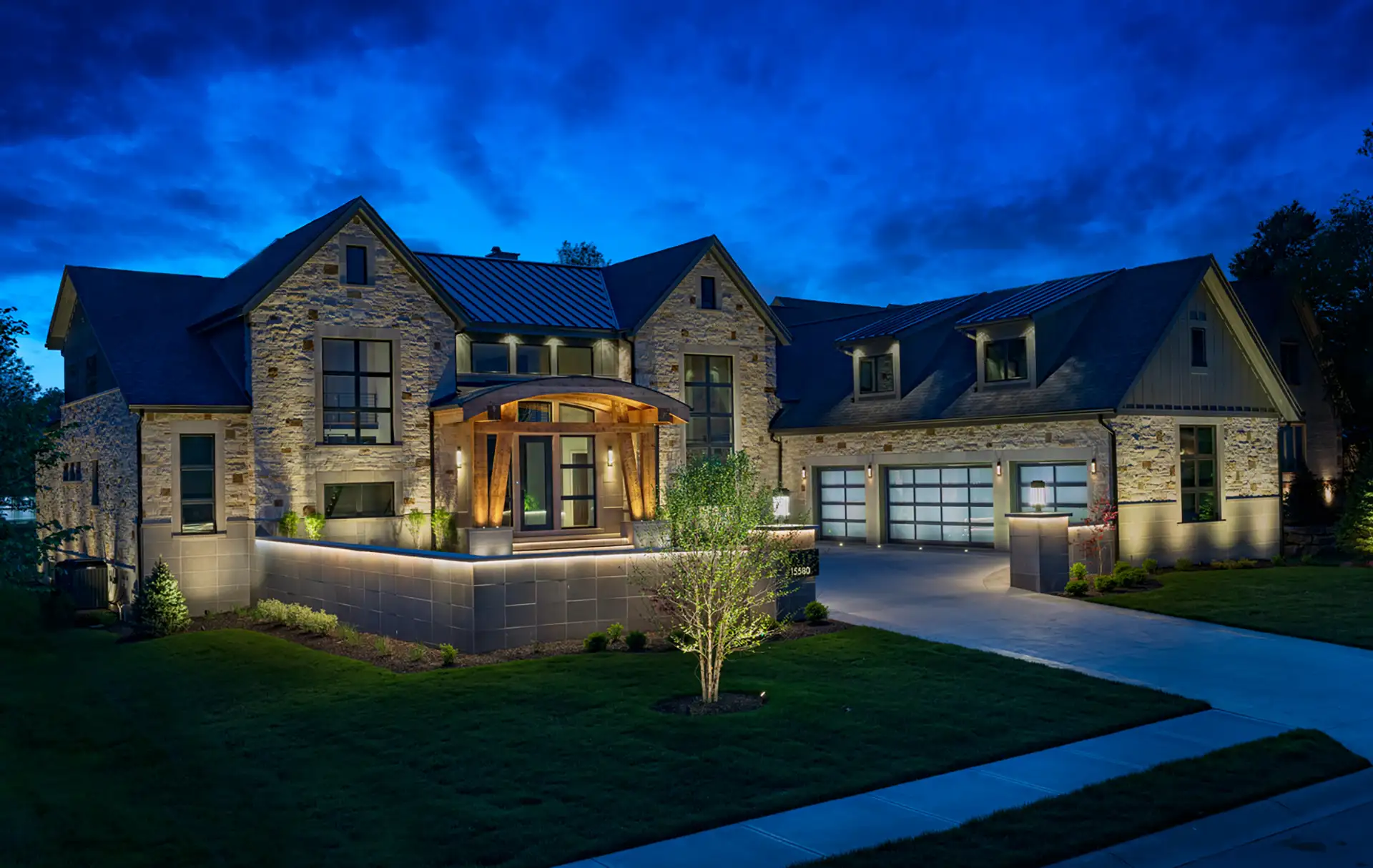 Koenig residence image 3 front elevation Lighthouse Outdoor Lighting and Audio Vail CO