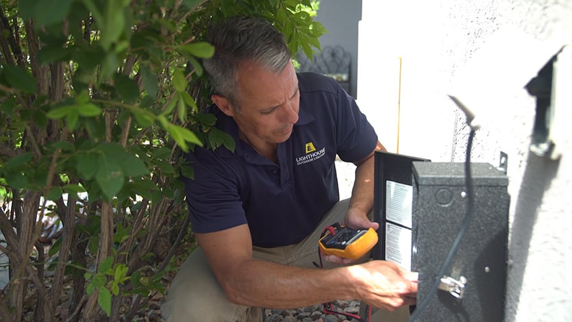 Landscape Lighting Contractor Testing Controller