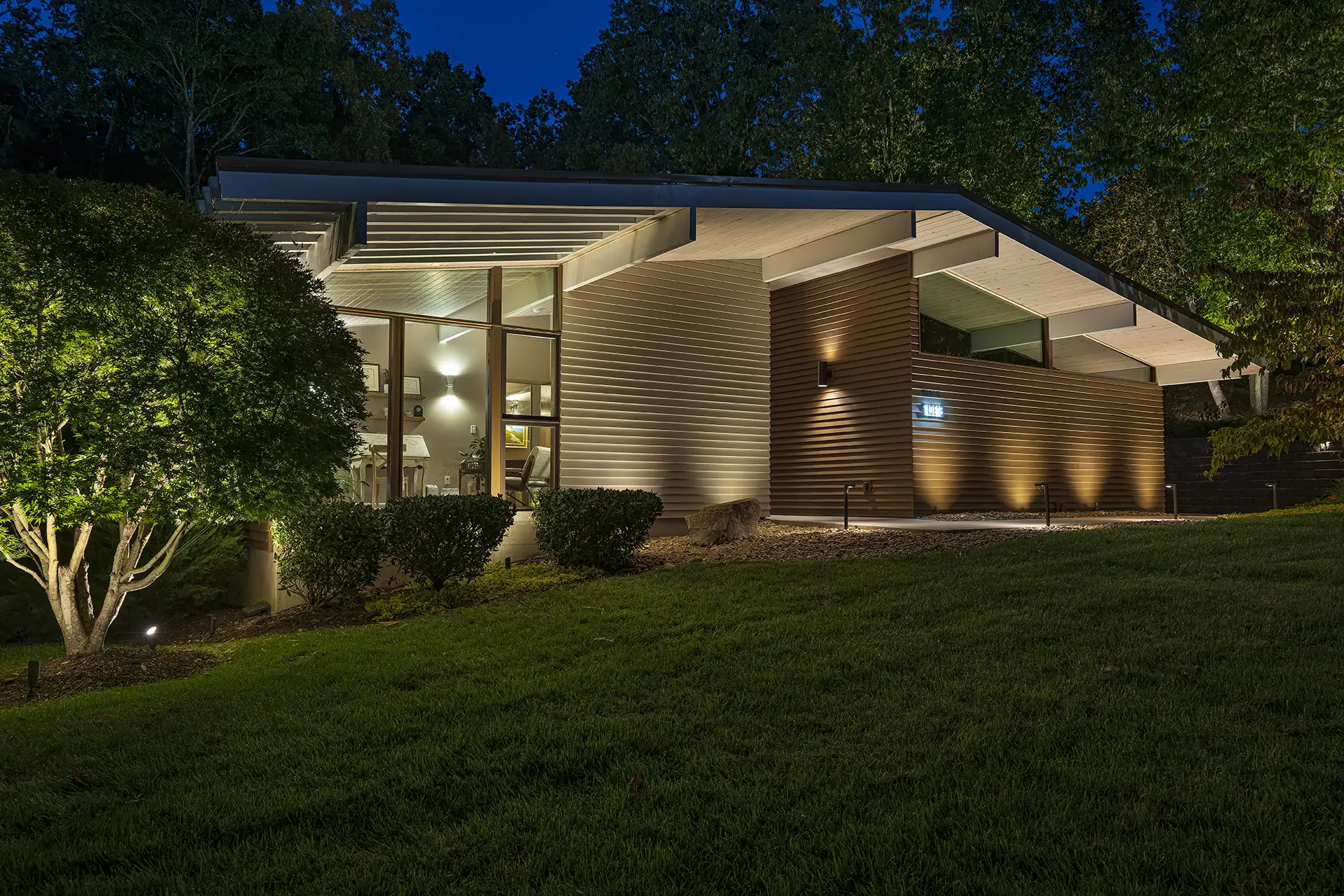 Mid century image 5 front of house Lighthouse Outdoor Lighting and Audio Knoxville TN
