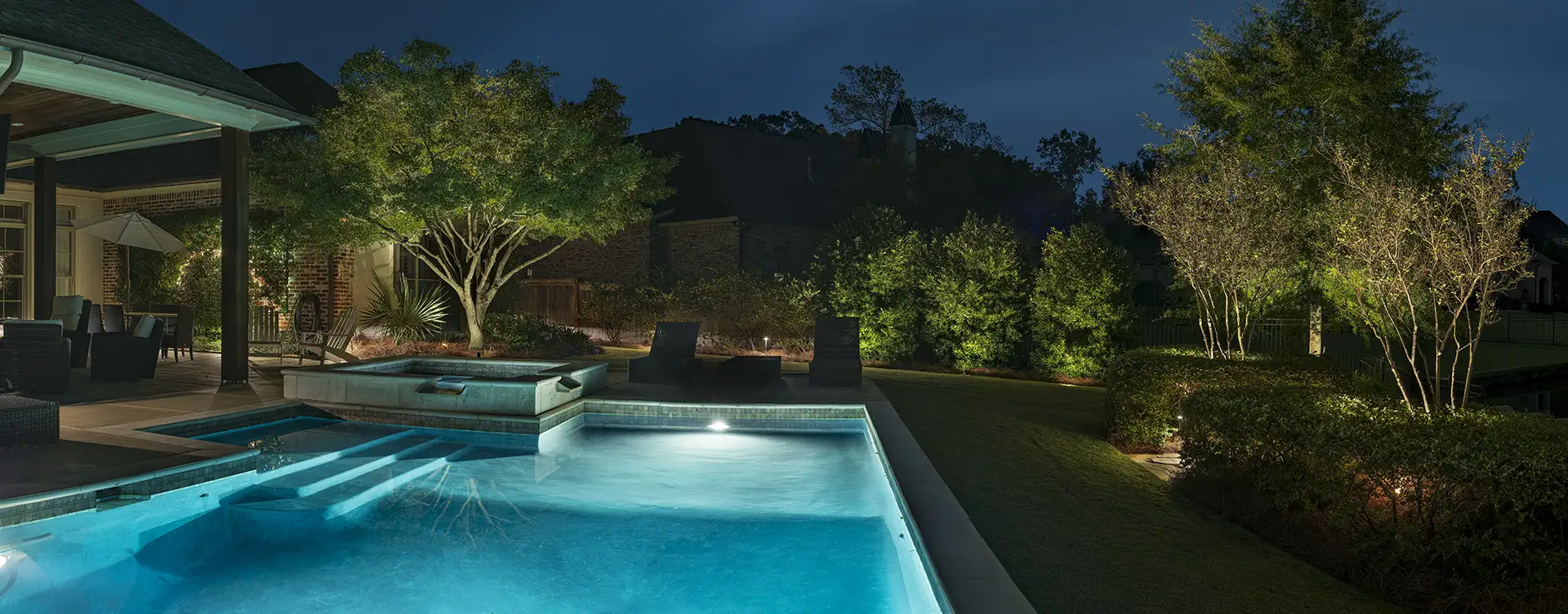 Myrtle Ave image 1 pool seating area Lighthouse Outdoor Lighting and Audio Birmingham AL