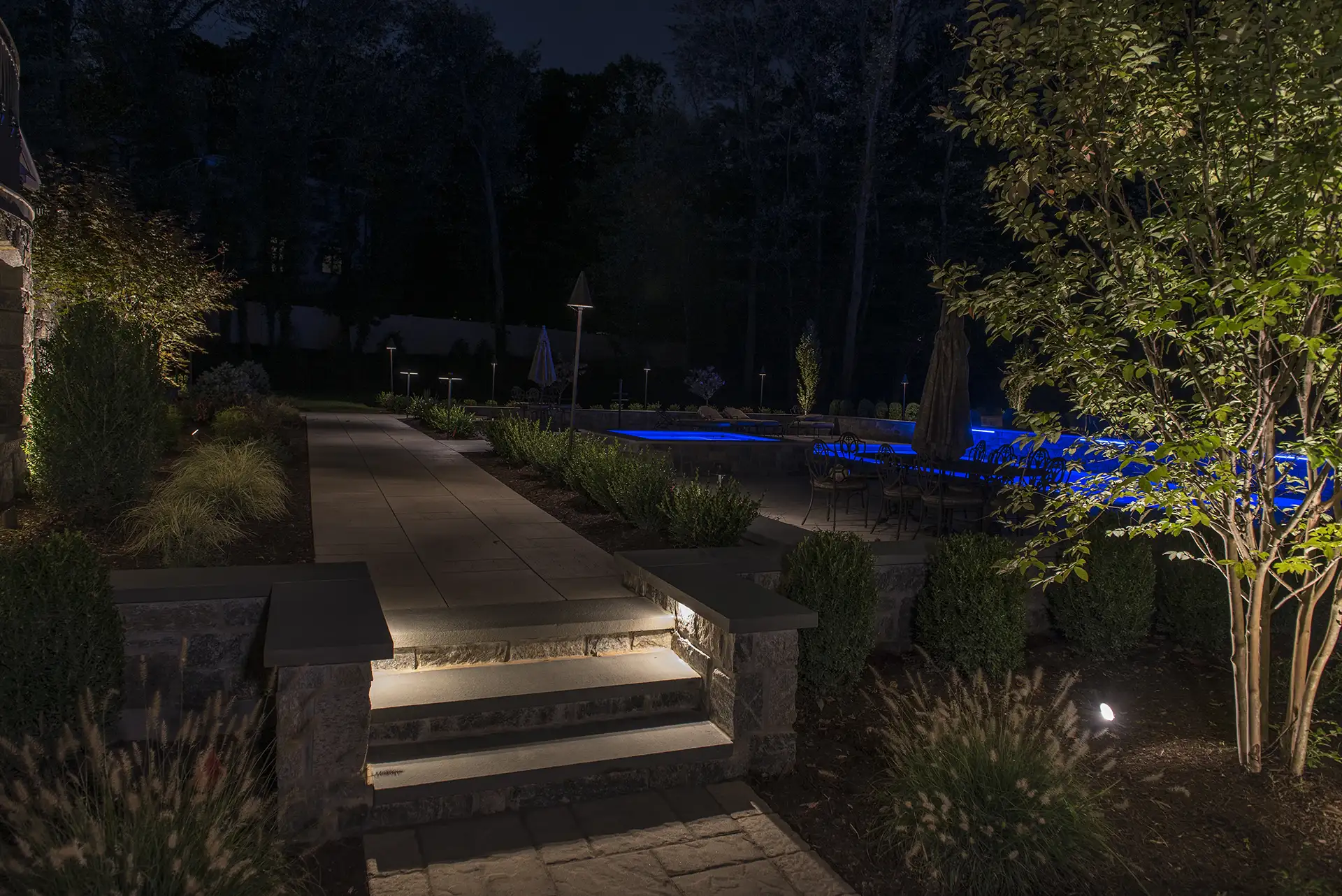 Prioletti residence image 5 back walkway path lighting Lighthouse Outdoor Lighting and Audio Vail CO