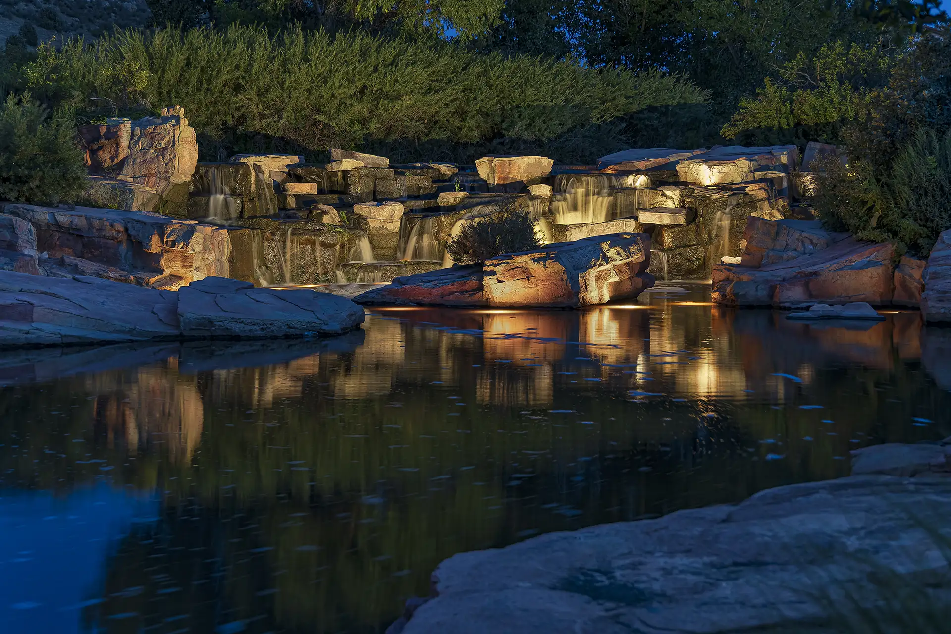 Ravenna image 1 waterfall Lighthouse Outdoor Lighting and Audio Denver CO