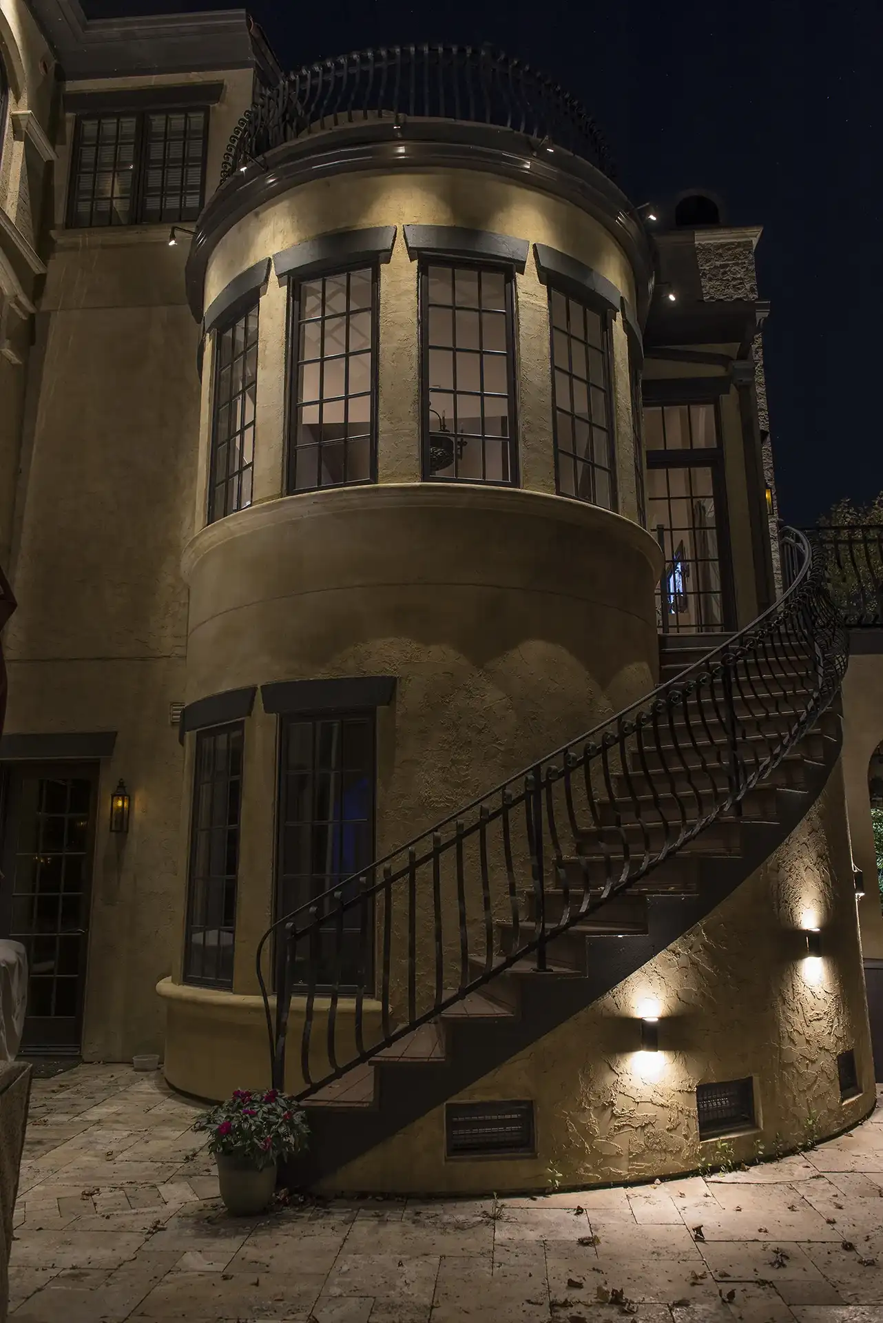 Snead residence image 4 tower detail Lighthouse Outdoor Lighting and Audio Indianapolis IN