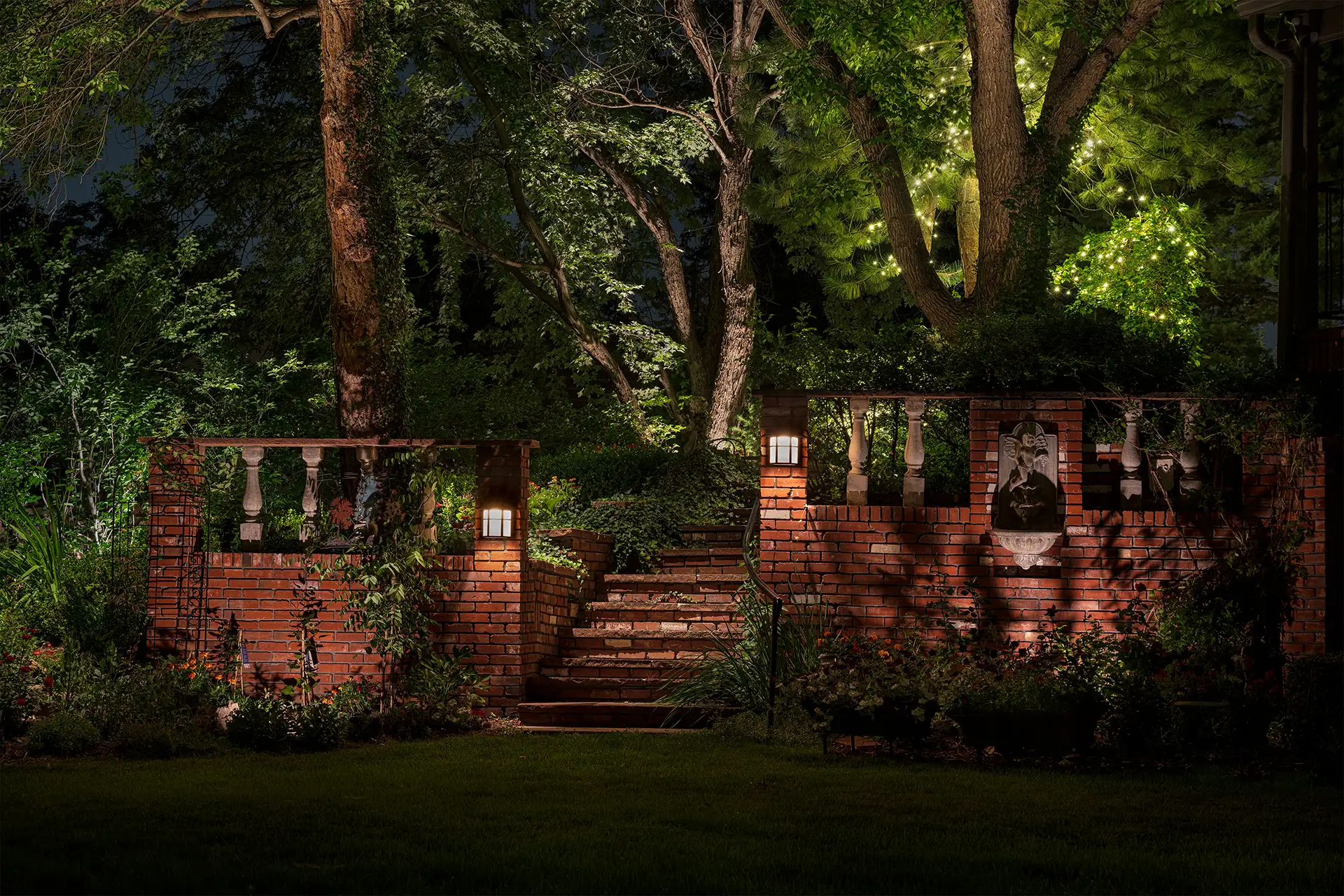 Windsong Ct image 3 steps wall landscaping Lighthouse Outdoor Lighting and Audio Denver CO