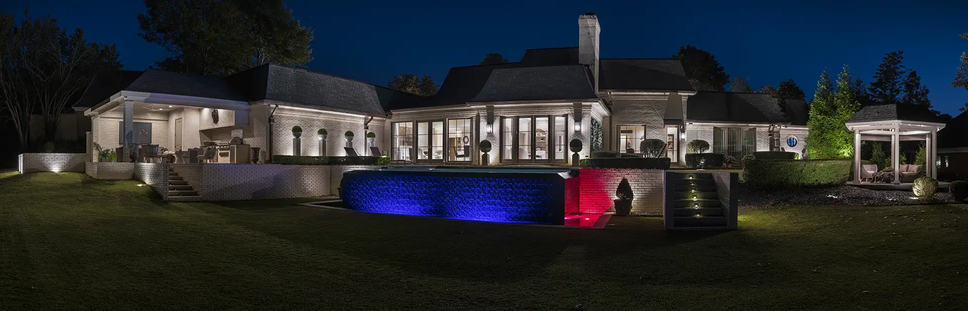 Winged Foot image 10 rear of house pool Lighthouse Outdoor Lighting and Audio Jackson MS