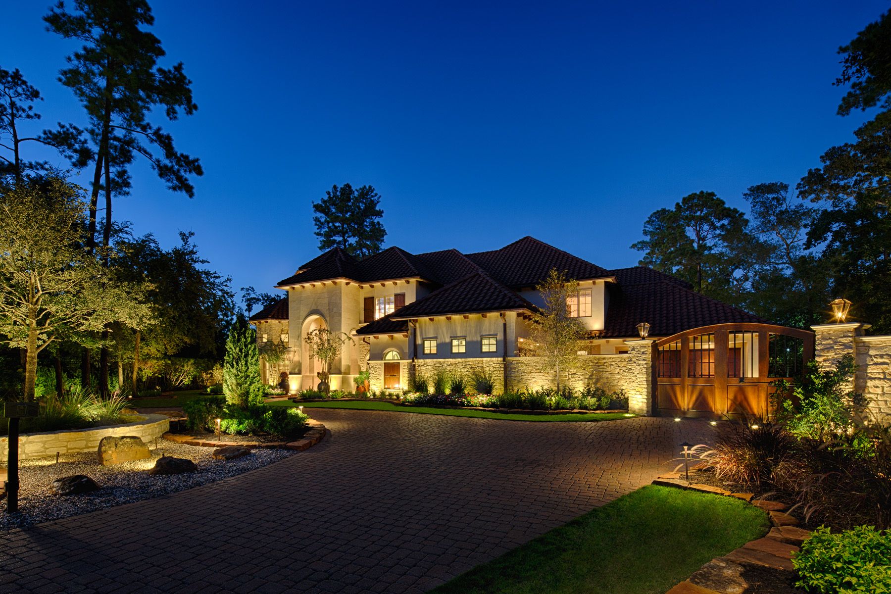 A home with an Outdoor Lighting System